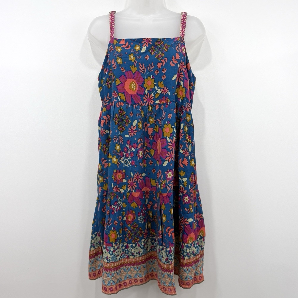 Natural Life Dress L Floral Mini Boho Flower Power Prairie Hippie Cottagecore